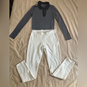 Abercrombie & Fitch Navy Striped Top and White Pants Set